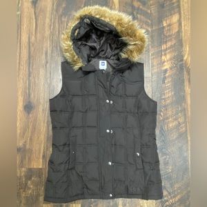 Womens Gap Hooded Puffer Vest BrownSize Small RN 54023